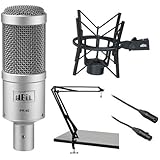 Heil Sound PR 40 Dynamic Cardioid Studio Microphone Bundle with PRSM Shock Mount (Black), Two-Section Broadcast Arm and Micro