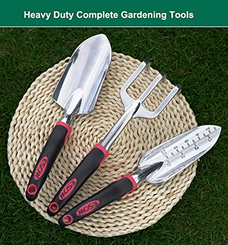 Esow Garden Tool Set 3 Piece Cast Aluminum Heavy Duty Gardening Kit Includes Hand Trowel Transplant Trowel And Cultivator Hand Rake With Soft Rubberized Non Slip Ergonomic Handle Garden Gifts Pricepulse