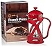 French Press Coffee & Loose Leaf Tea Maker, Red (8 Cup, 34 oz, 4 Mug), Heat-Resistant Glass, Bonus Filter, Spoon