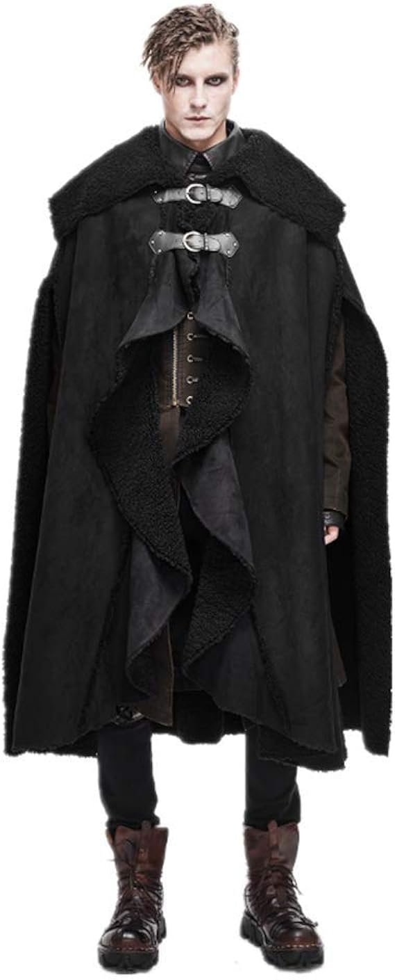 Amazon 悪魔ファッションメンズゴシック吸血鬼マントコートハンサムなクールなステージパフォーマンスハロウィーン冬厚いケープ One Size コート ジャケット 通販