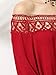 ROMWE Women's Off Shoulder Boat Neck Blouse Half Sleeve Lace T-Shirt Red L