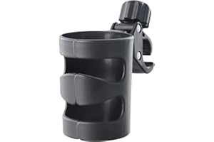Universal Adjustable Stroller Cup Holder, 360° Rotation Pram Drink Holder, Fits Strollers Bicycles Wheelchairs Walkers, Anti-