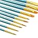 Polytree 10x Round Pointed/Flat Tip Nylon Hair Acrylic Watercolor Artist Paint Brush Set