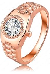 AnaZoz Jewelry Unisex 18K Rose Gold/Platinum Plate Rings Austrian Crystal Engagement Ring