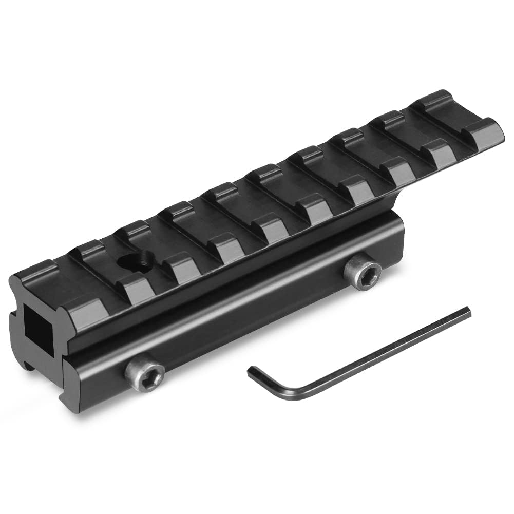 KEENZO Rail Mount, 11mm to 20mm Dovetail Picatinny Rail Extension Adapter Scope Mount Base Medium Profile Base Riser Mounting with 9 slots