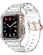 Compatible for Apple Watch Clear Band 40mm 38mm with Case, amBand Women Cute Girl Crystal Clear Jelly Protective Case with Bands for Apple Series 3 Watch Band and iWatch 6 5 4 3 2 1 Transparent