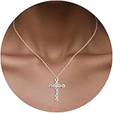 BOUTIQUELOVIN Cross Necklace for Women Dainty Cubic Zirconia Cross Necklace Twisted Infinity Cross Pendant Necklaces for Women Waterproof Jewelry Gift