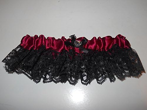 Beautiful Handmade Bridal, Prom, Homecoming Garter, Burgundy &amp; Black