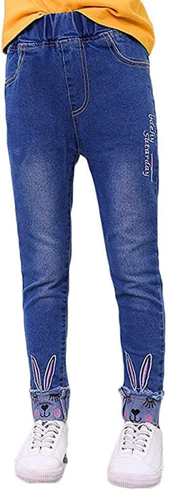 Big Girls Kids Distressed Ripped Hole Teens Jean Blue Cat Slim Denim Pants
