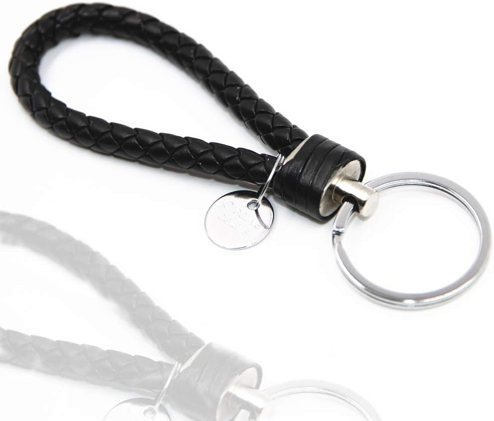 NSLUMO Braided PU Leather Strap Key Ring Woven Lanyard Leather Keychain Weave Rope Key Chain Fashion Creative Gift for Porsche Mercedes Ben-z B'MW Car Key Chain