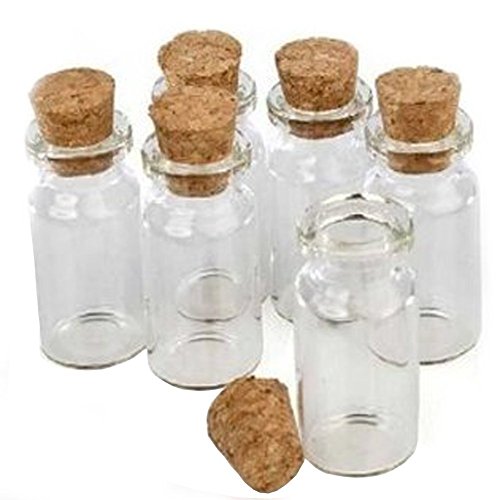 Package of 48 Small Mini Glass Jars with Cork Stoppers - Size: 1-1/2