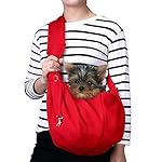 TOMKAS Small Dog Cat Carrier Sling Hands-Free Pet Puppy Outdoor Travel Bag Tote Reversible (Red)