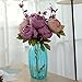 Leagel Fake Flowers Vintage Artificial Peony Silk Flowers Bouquet Wedding Home Decoration, Pack of 1 (New Purple)