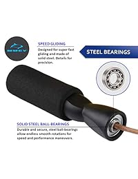 HUEY Sport Leather Jump Rope Adjustable Skipping Rope for Speed Quiet Training Boxing MMA Cardio Crossfit Fitness Works Well Both Indoor and Outside The Gym Like Playground for Beginner Men and Women