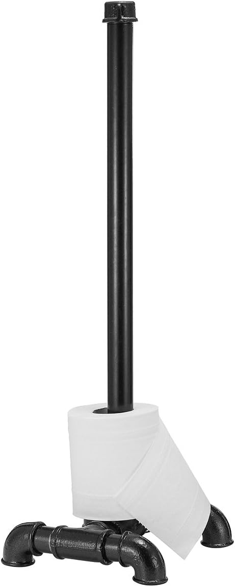 AGSIVO 4 Legs Plumbing Toilet Paper Standing Toilet Roll Holder Water Pipe Stick Black