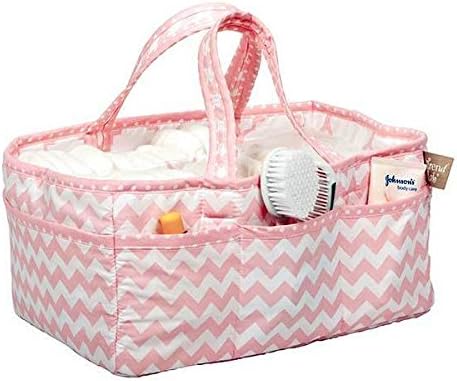 Pink Sky Zig Zag Chevron Baby Girls Storage Caddy Organizer Tote