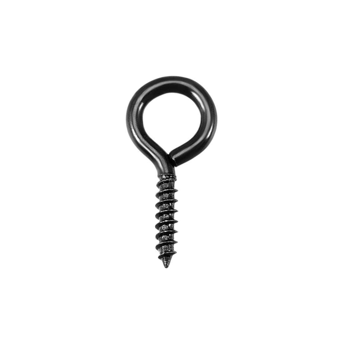 sourcing map 0.07"x0.6" Screw Eye Hooks Self Tapping Screws Screw-in Hanger Eye-Shape Hooks Black 60pcs for Tie-Downs, Lifting and Securing Cables Wires