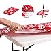 AtkEssentialProducts Waterproof Plastic Vinyl Tablecloth Elastic Edged Rectangular Fitted Picnic Cover Outdoor tablecloths Rectangle Tables Home Indoor Fits 6ft 3072 Folding Table Xmas Patterned