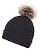 Arctic Paw Sherpa Lined Knit Faux Fur Pom Pom Beanie,Black