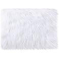 Qioly White Faux Fur Plush Cushion Fluffy Small Area Rug, Luxury Background for Small Items/Jewelry/Nail Art Desk Photos, Product Display & Home Decor (Rectangle - 15 x 10 Inches)