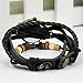 Hosaire Watch Bracelet Vintage Multilayer Weave Wrap Around Leather Chain Bracelet Quartz Wrist Watch with Key Pendant for Women Men Brown