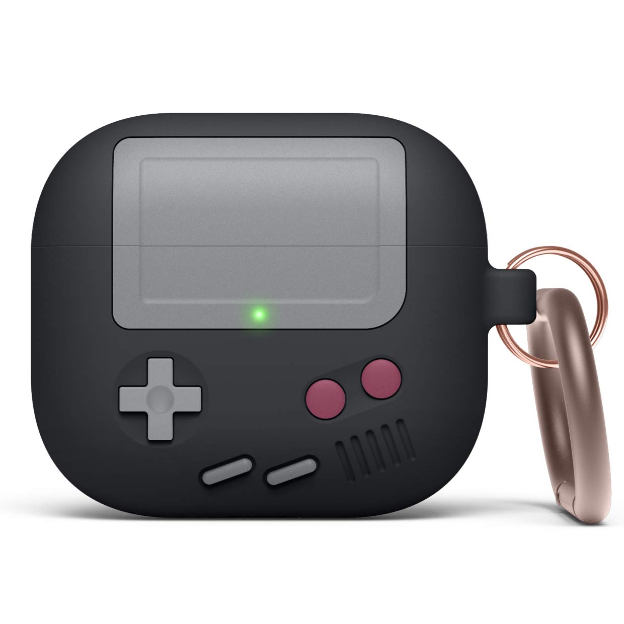 elago AW5 Case Compatible with AirPods 3 Case, Classic Game Player Console Design Case with Keychain, Support Wireless Charging (Black)