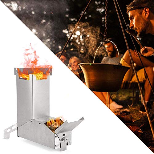 FOONEE Camp Stove,Detachable Stainless Steel Folding Wood Stove, Portable Folding Lightweight Backpacking Stove for Outdoor Survival Cooking Picnic Hunting - Thumbnail 5
