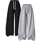 Nivne Tco Teen Girls 2pcs Sweatpants Set Loose Drawstring Waist Kids Casual Baggy Wide Leg Athletic Pants