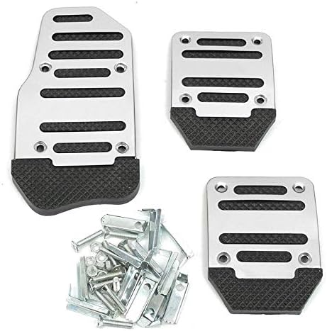 3Pcs/Set Universal Car Aluminium Alloy Non-Slip Pedal Manual Car Throttle Brake Clutch Accelerator Foot Treadle (silver)