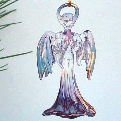 Angel Christmas Ornament of Hand Blown Glass Handmade