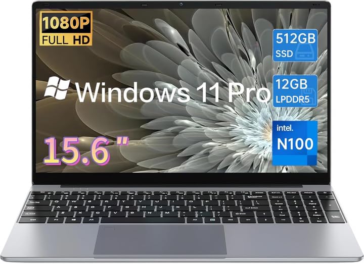 Gezoon 15.6 inch Laptop, 12th Alder Lake N100(Turbo 3.4GHz) Processor,12GB RAM, 512GB SSD, 2K FHD IPS Laptops, 2.4G/5G WiFi, Webcam,Full-Featured Type-C,Ultra-Thin Notebook