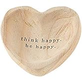 Mud Pie Think Wood Heart Trinket Tray, 5"" x 5"""