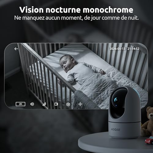 AOQEE 2K 3MP Indoor WiFi Surveillance Camera – 2.4G/5G Dual Band WiFi Surveillance Camera, 360° Intelligent Tracking, AI Human Detection, Compatible with Alexa for Baby/Cat/Dog (Pack of 3)