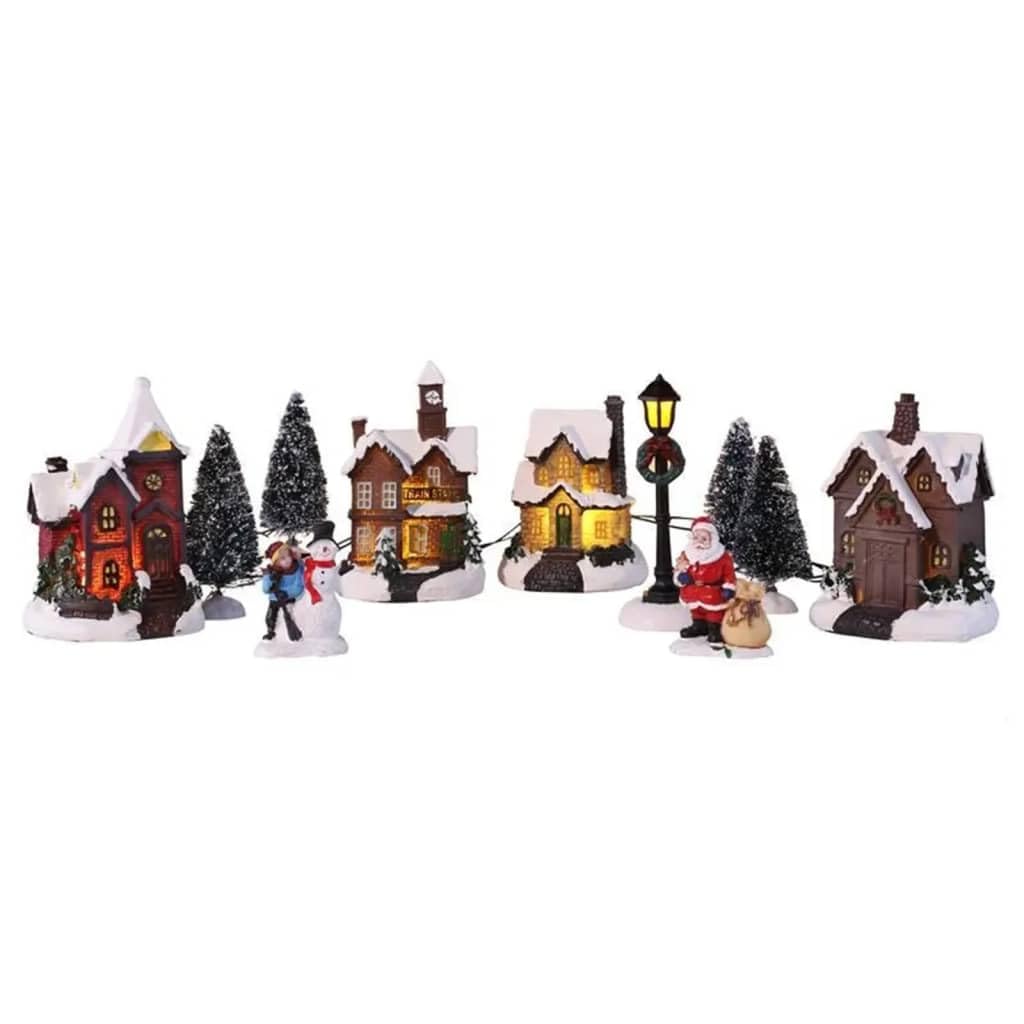 HI Christmas Town with Snow Decoration Christmas Village LED Lighthouse 3D Scene Figurine, Multicolored