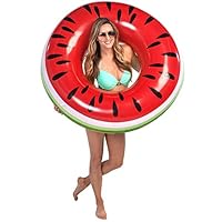 LRRH Giant 4 Foot Inflatable Watermelon Pool Ring Tube Float - Fun Kids Swim Party Toy - Summer Lounge Raft