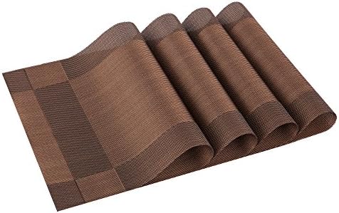 Washable Placemats Heat Insulation Non-slip Table Mats for Kitchen Dining Set of 4(Brown)