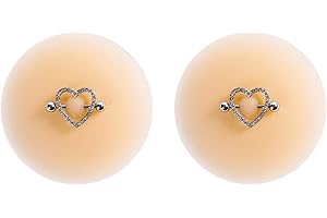 YYBFD Fake Nipple Piercing Faux Pasties with Piercing Prank Nipple Pasties with Piercing, Diamond Zircon Ring for Women, J