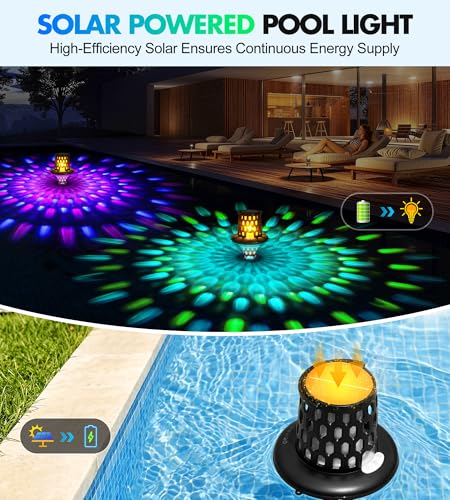 LuxBlue Floating Pool Light, Floating Pool Light Above Ground with Underwater Light Show, IP68 Waterproof LED Swimming Pools, Solar Pool Light for Spa, Bathtub, Garden