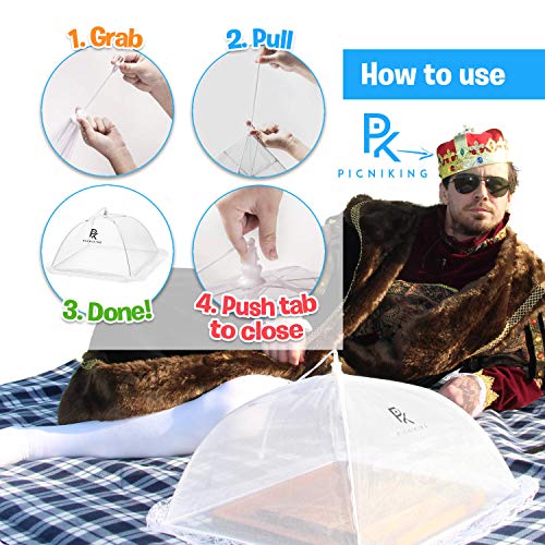 (6 Pack) Mesh Food Tents/Food Covers for Outdoors | 2 XL (49x27x17) & 4 Standard (17x17x9) | Fine Net Screen | 100% Fly Protection | Double Layer Skirt | Upgraded Rods