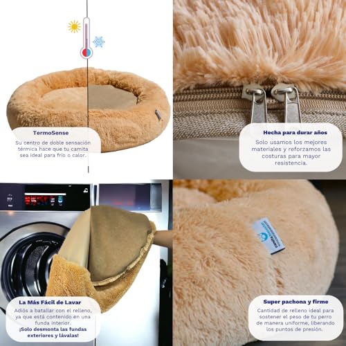 Camita Bienestar | Cama Antiestrés para Perros 4 en 1, Funda Lavable y Removible, Memory Foam Ortopédico, Felpa Ultrasuave con Base Anti Derrapante, 110cm-Gris