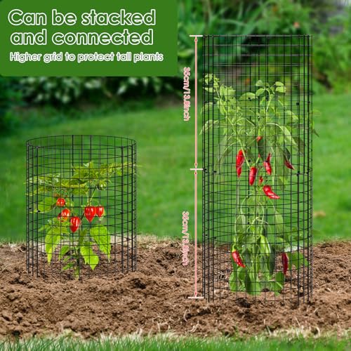15Pcs Plants Protector from Animals 13.7inch Metal Mesh Plants Cages to Keep Animals Out Rustproof Garden Protection Covers for Indoor Outdoor Garden ZJMCAJY(Blackish Green,15)