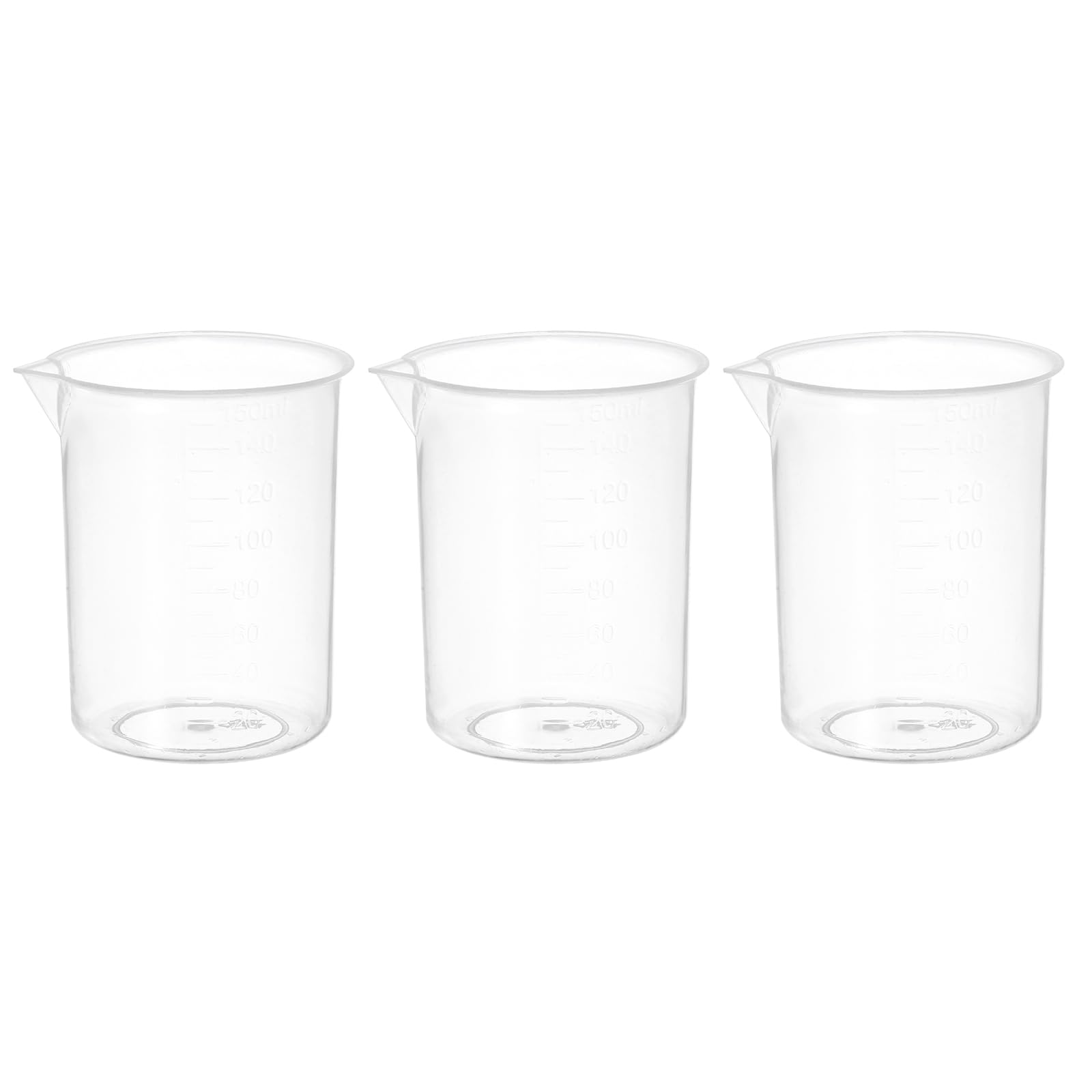 PATIKIL 150ml Measuring Cups, 3Pcs Polypropylene Beakers Graduated Measuring Pitcher Beakers with and Spout for Lab Experiments, Baking and Cooking, Transparent