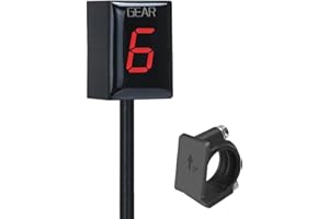ASPELEV Motorcycle Gear Indicator Compatible with Honda with Holder Bracket,Waterproof LED Digital Display Speedometer Shift Lever Sensors Plug & Play (Red)