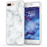 iPhone 7 Plus Marble Case, True Color White Marble Printed Effect [Stone Texture Collection] Slim Hybrid Hard Back + Soft TPU Bumper Protective Durable [True Impact Series]
