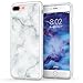 iPhone 7 Plus Marble Case, True Color White Marble Printed Effect [Stone Texture Collection] Slim Hybrid Hard Back + Soft TPU Bumper Protective Durable [True Impact Series]