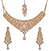Touchstone Indian Bollywood Very Attractive Traditional Beautiful Paisley Motif White Rhinestone Grand Bridal Designer Jewelry Necklace Set Women in Antique Gold Tone