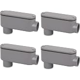 CKVIHAV 4Pack 3/4 Inch Rigid PVC Conduit Body Type LB, Slip x Slip PVC Conduit Bodies LB Type with Cover and Gasket, Gray