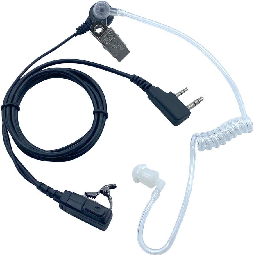 Rugged Valley Security Surveillance Headset w/PTT Mic - 2 Pin Acoustic Tube Earbud for Walkie Talkies & Two-Way Radios - Noise Reduction - Hands-Free - Compatible with Kenwood and Baofeng: Electronics