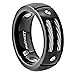 8mm Men Black Titanium Ring Wedding Band with Stainless Steel Cables and Screw Design Wedding Ring