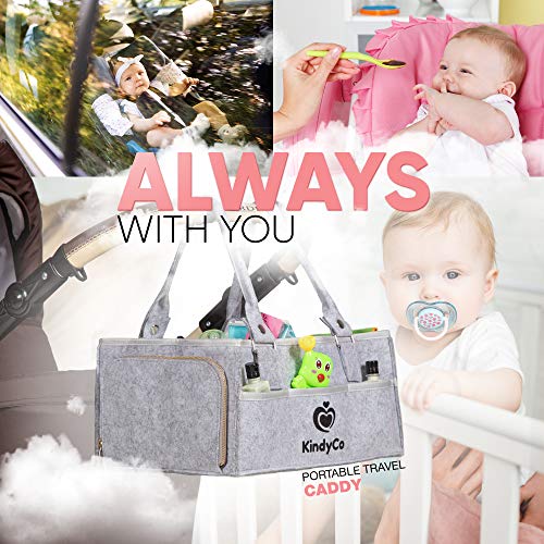 Baby Diaper Caddy Organizer Portable - Baby Basket for Girls and Boys, Unisex Diaper Bag, Baby Tote Nursery Diaper Storage Caddy with Sturdy Double Felt and Removable Handles - Thumbnail 7